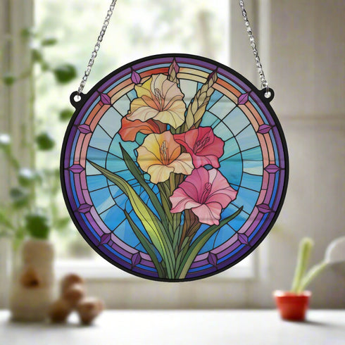 Gladiolus Stained Glass Effect Suncatcher